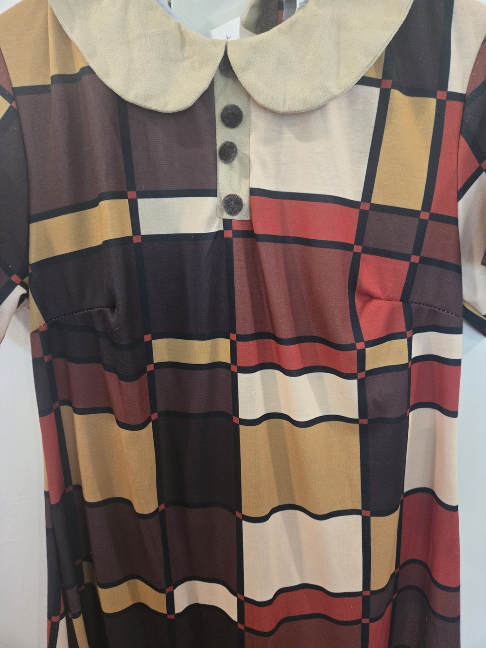 Brand NEW Costume - Geo-Block Mini Dress in Red, Brown & Mustard - Picture 4 of 7